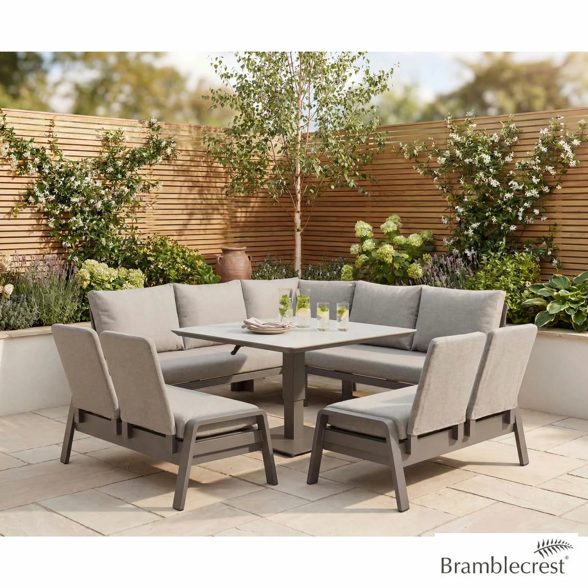 Bramblecrest Malta 4 Piece Deep Seating Patio Set with Height Adjustable Table