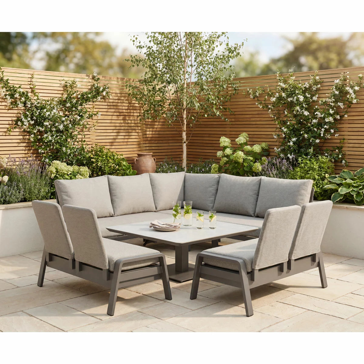 Bramblecrest Malta 4 Piece Deep Seating Patio Set with Height Adjustable Table