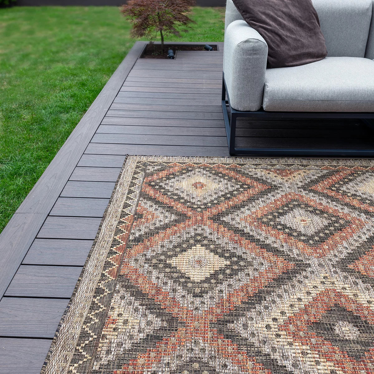 Concept Looms Sumac Brown Rust Indoor Outdoor Rug, in 3 Sizes