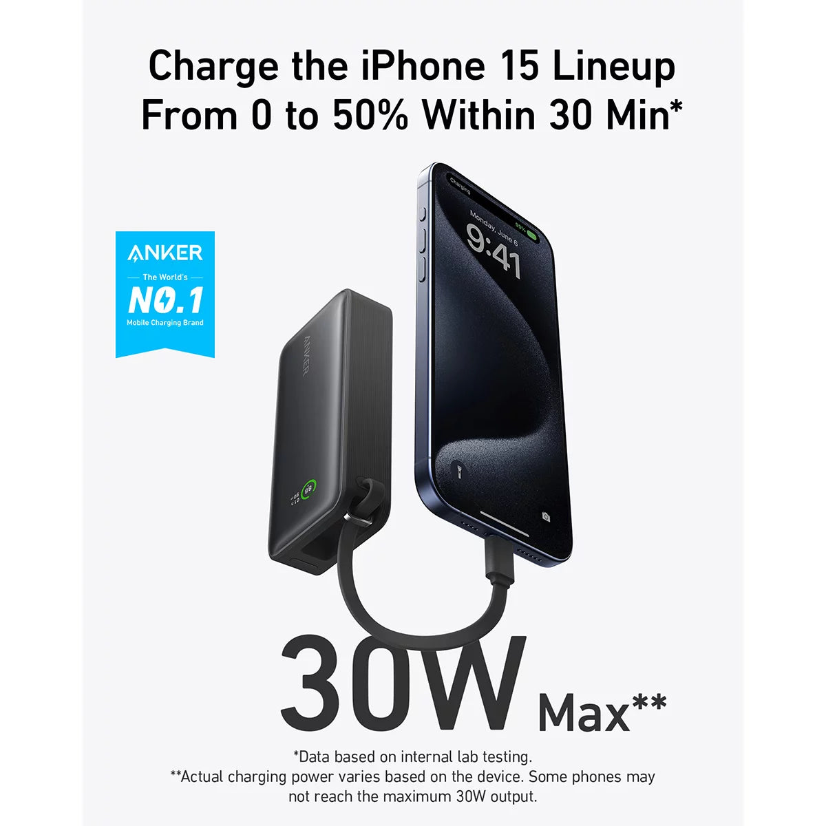 Anker Nano 10k Power Bank with Built-in USB-C Cable 2-Pack