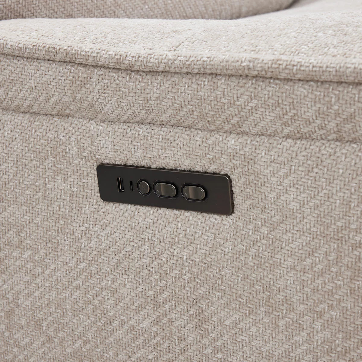 Meteor Beige Fabric Power Reclining Swivel Chair
