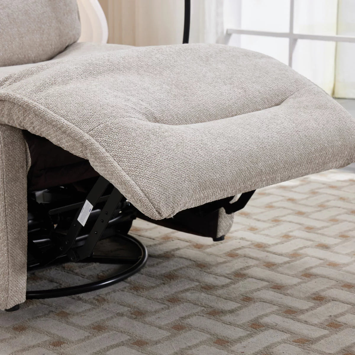 Meteor Beige Fabric Power Reclining Swivel Chair