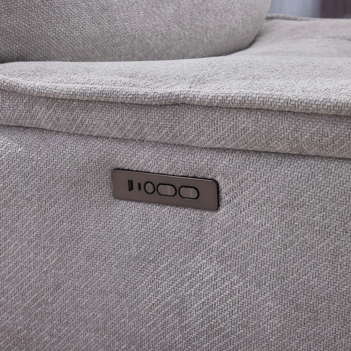 Meteor Grey Fabric Power Reclining Swivel Chair