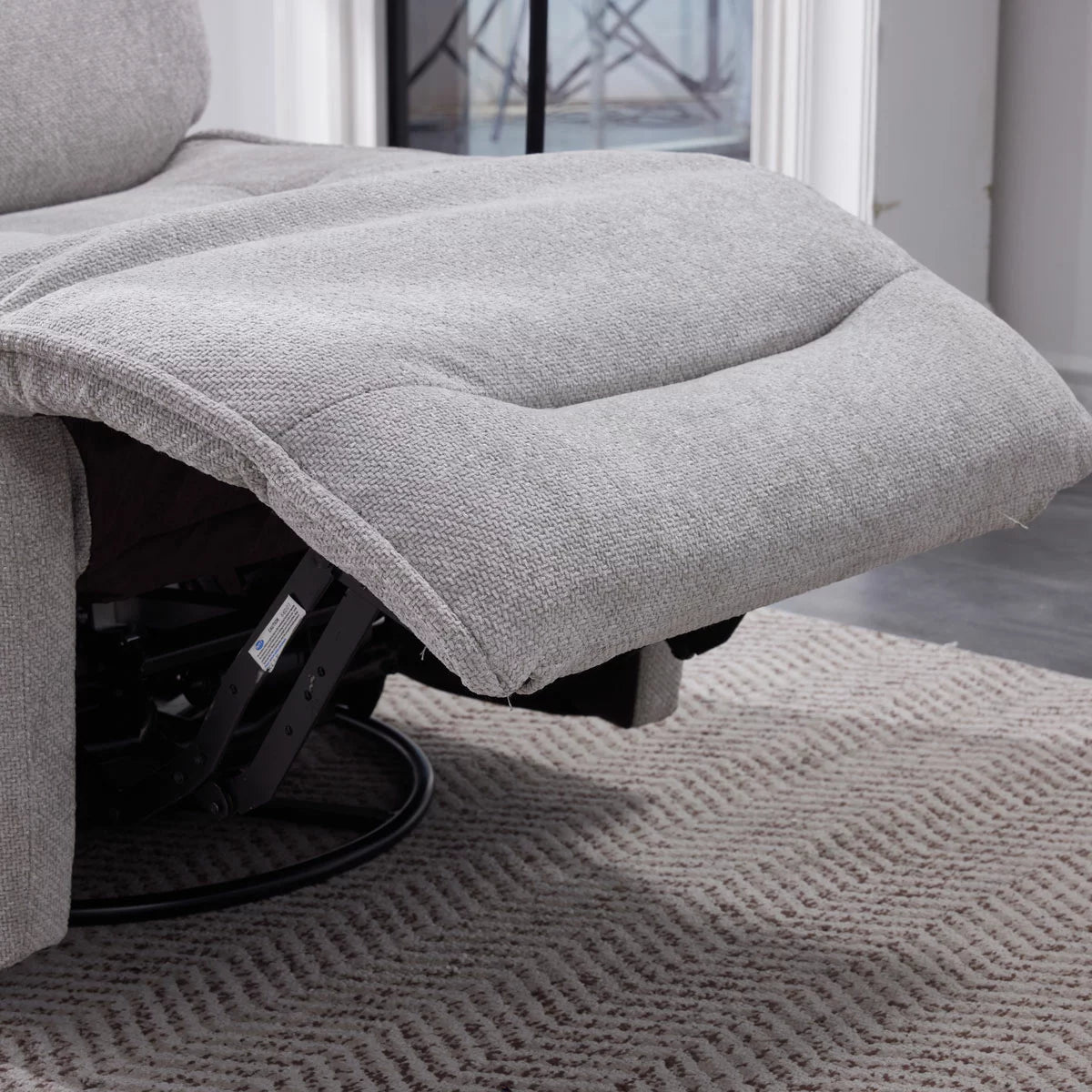 Meteor Grey Fabric Power Reclining Swivel Chair