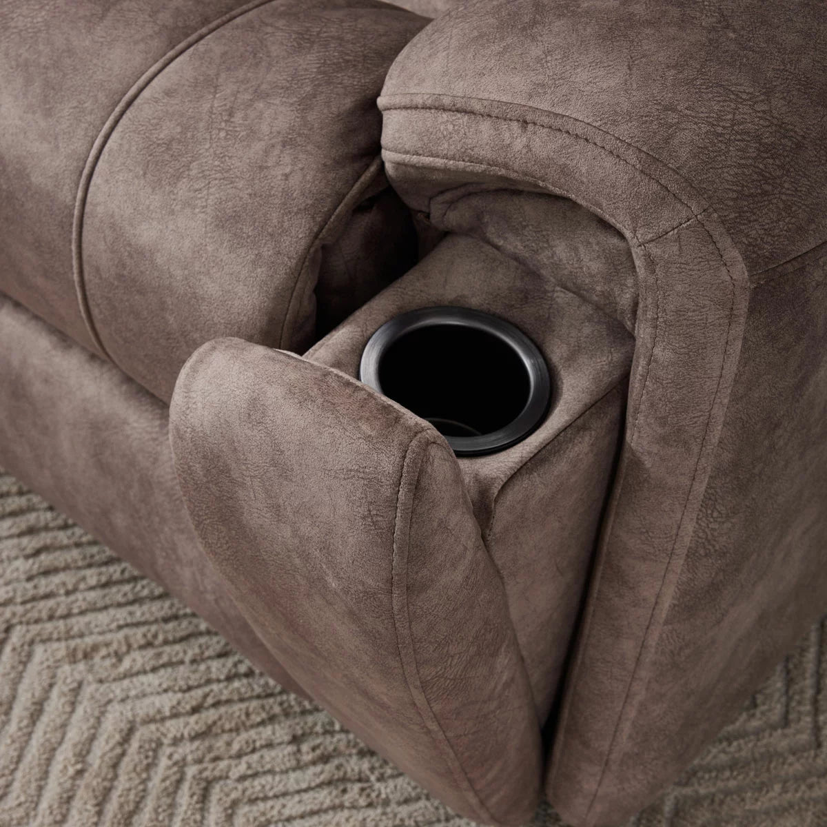 Vegas Brown Fabric Power Reclining Sectional Sofa With Storage Drawer