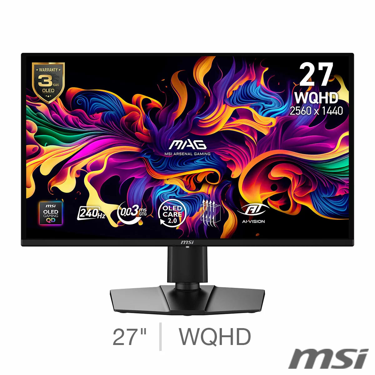 MSI 274QP MAG X24 27 inch WQHD 240Hz OLED Gaming Monitor, 9S6-3CFA9T-003