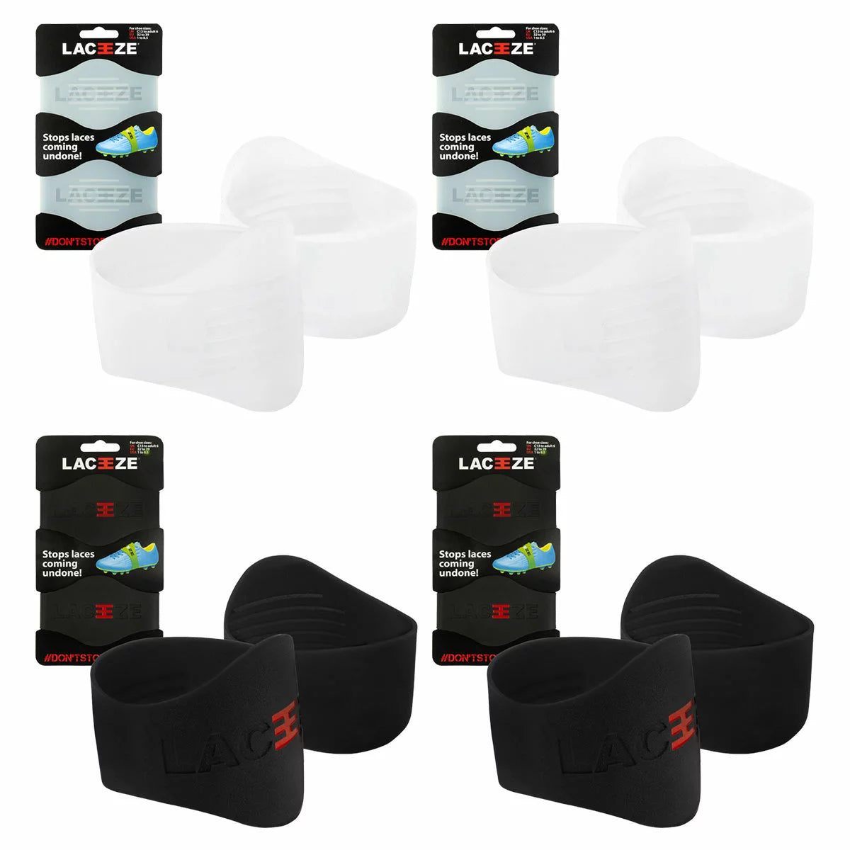 Laceeze Bands 4 Pack in Two Sizes
