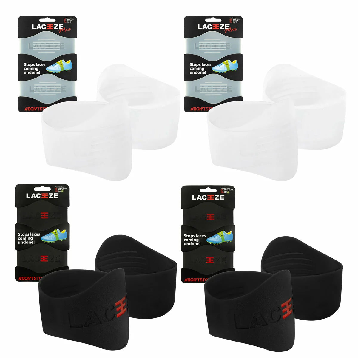 Laceeze Bands 4 Pack in Two Sizes