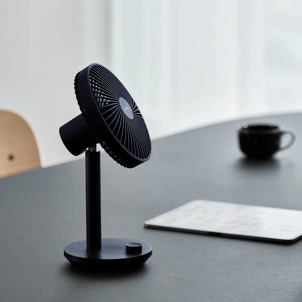 LUMENA Rechargeable Wireless Desk Fan Stand, 2 pack in Navy & White