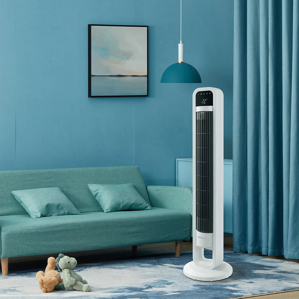 OmniBreeze Tower Fan with Internal Oscillation in White