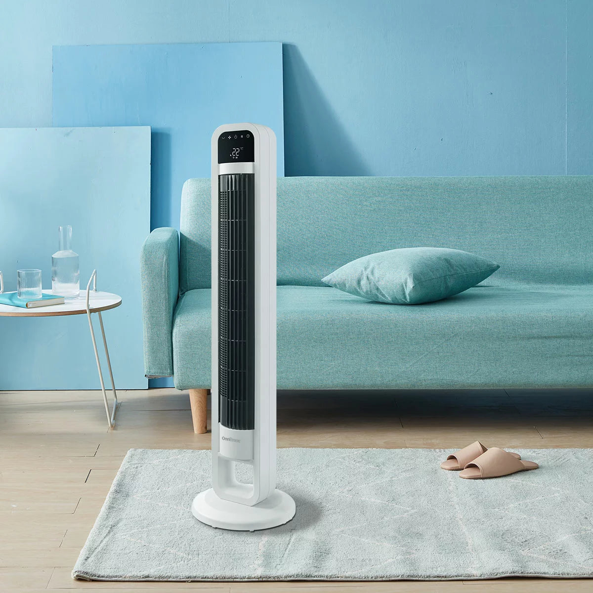 OmniBreeze Tower Fan with Internal Oscillation in White