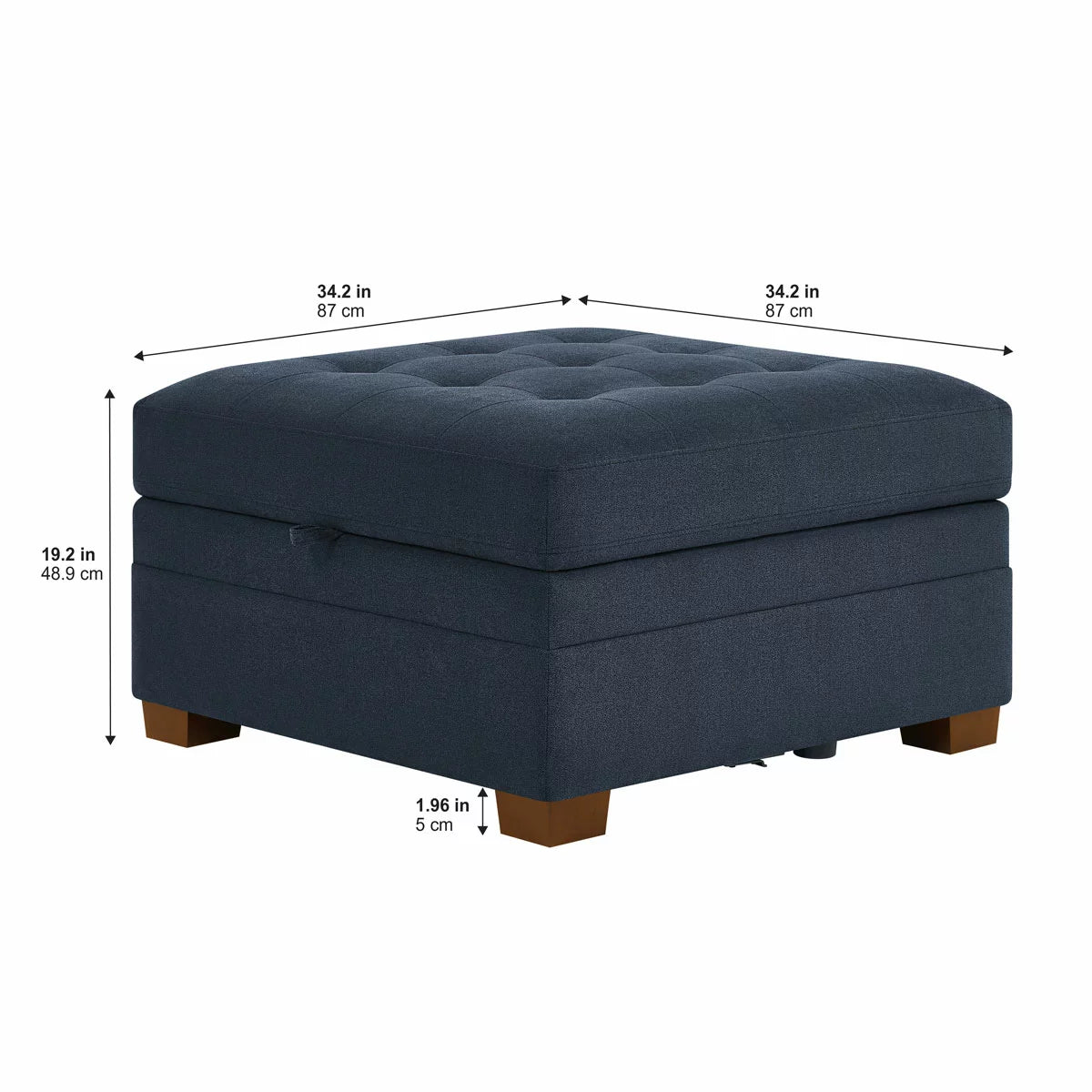 Thomasville Tisdale Blue Fabric Storage Ottoman