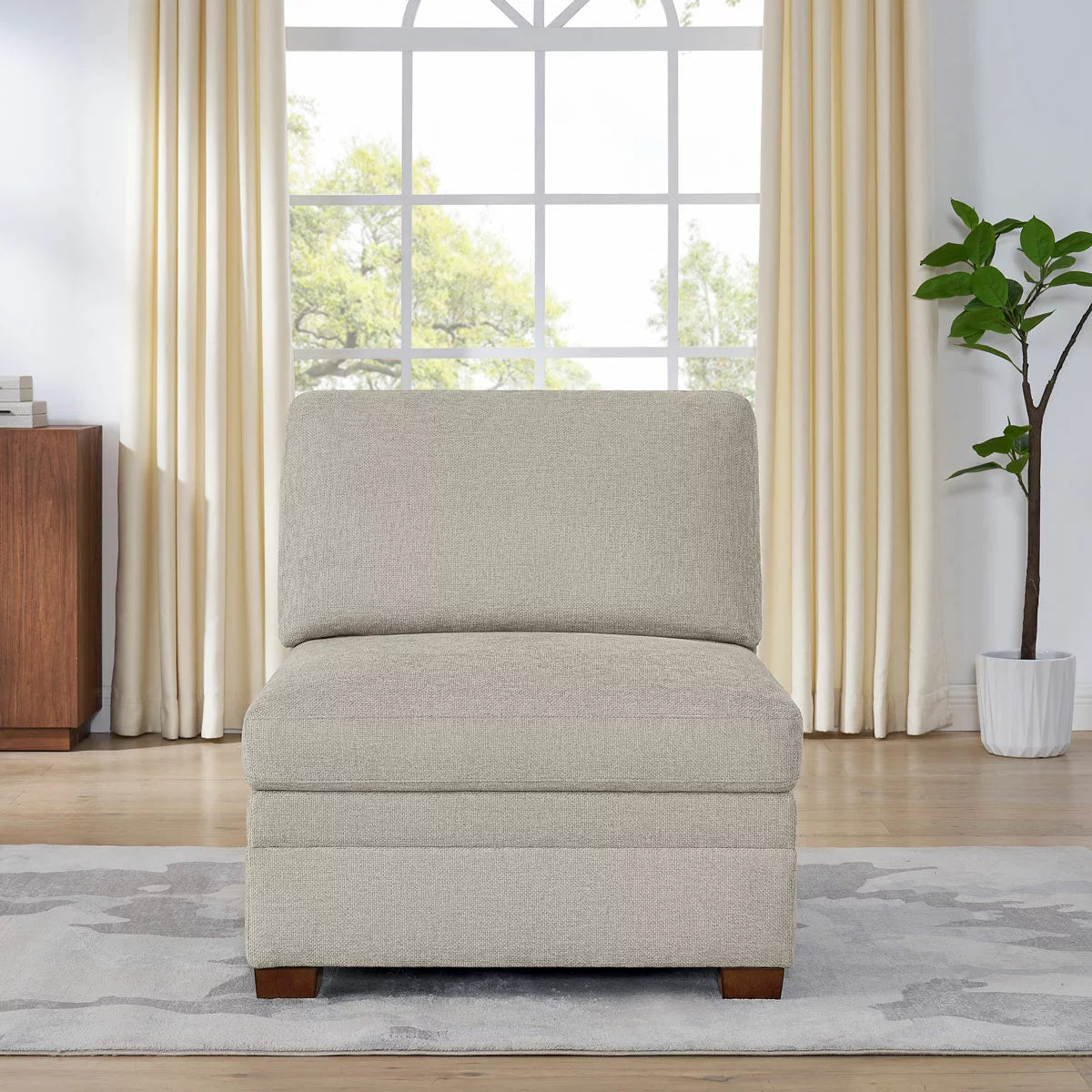 Thomasville Tisdale Taupe Fabric Armless Chair