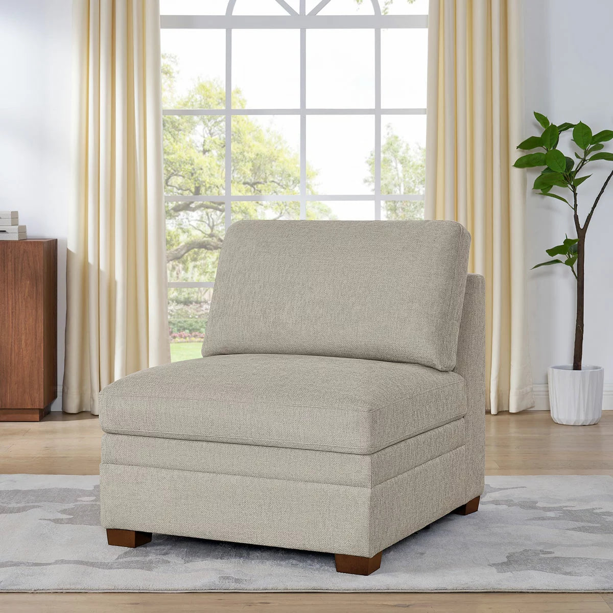 Thomasville Tisdale Taupe Fabric Armless Chair