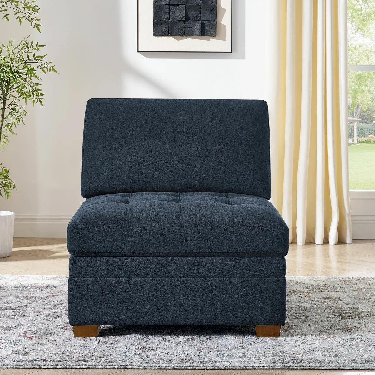 Thomasville Tisdale Blue Fabric Armless Chair