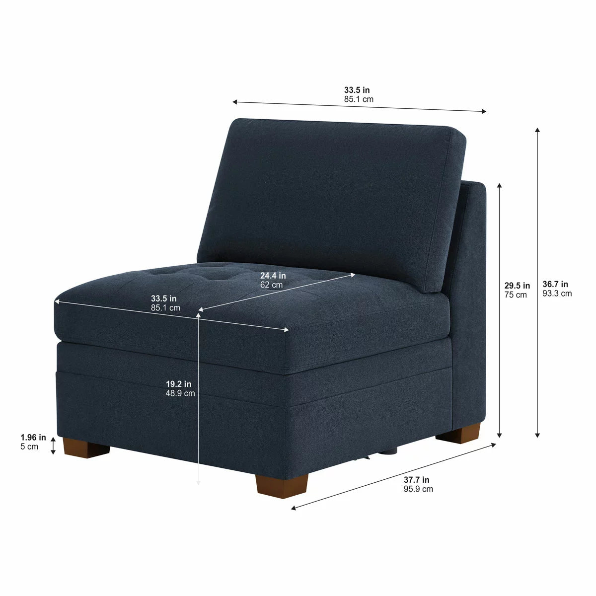 Thomasville Tisdale Blue Fabric Armless Chair