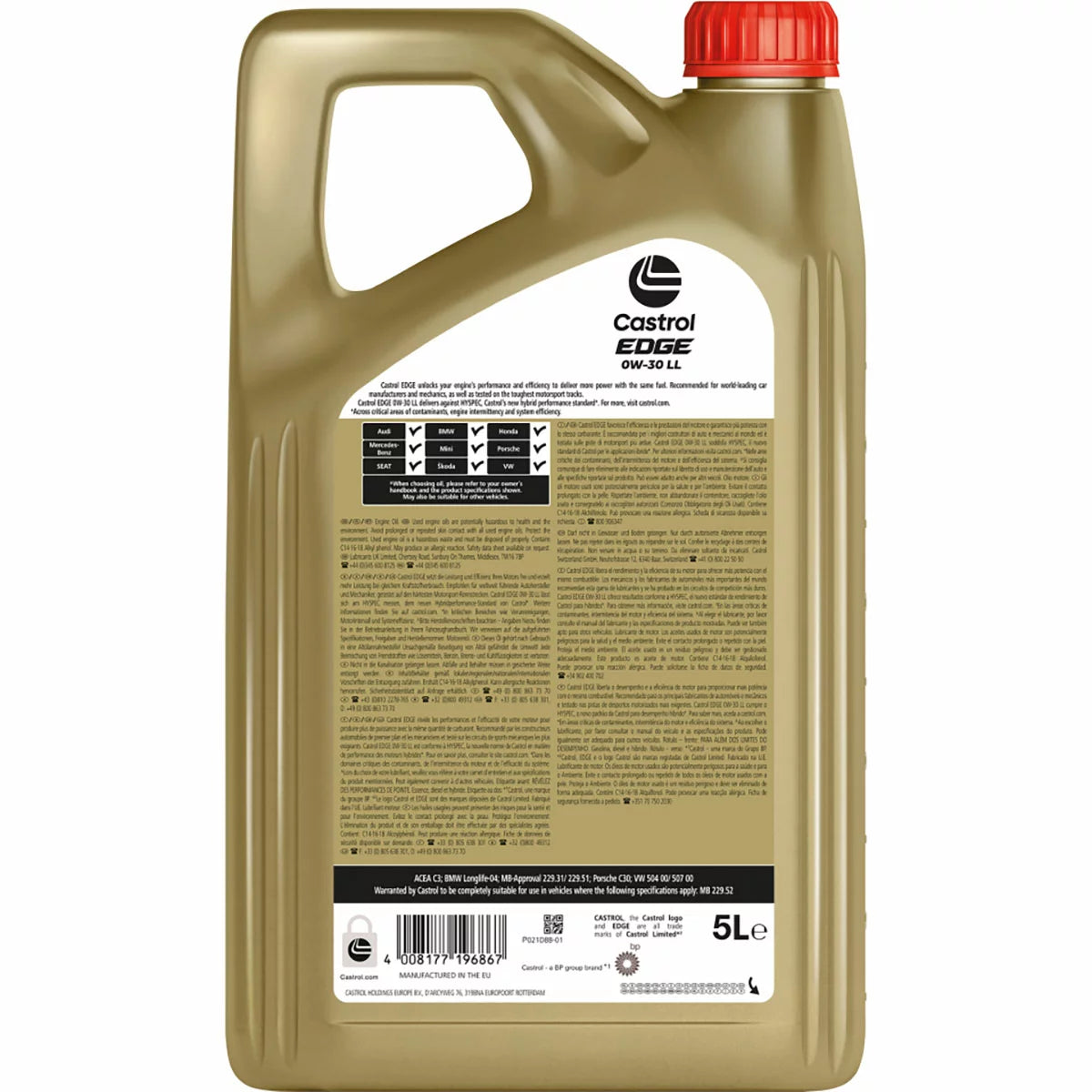 Castrol EDGE 0W-30 LL Fully Synthetic Engine Oil, 5L