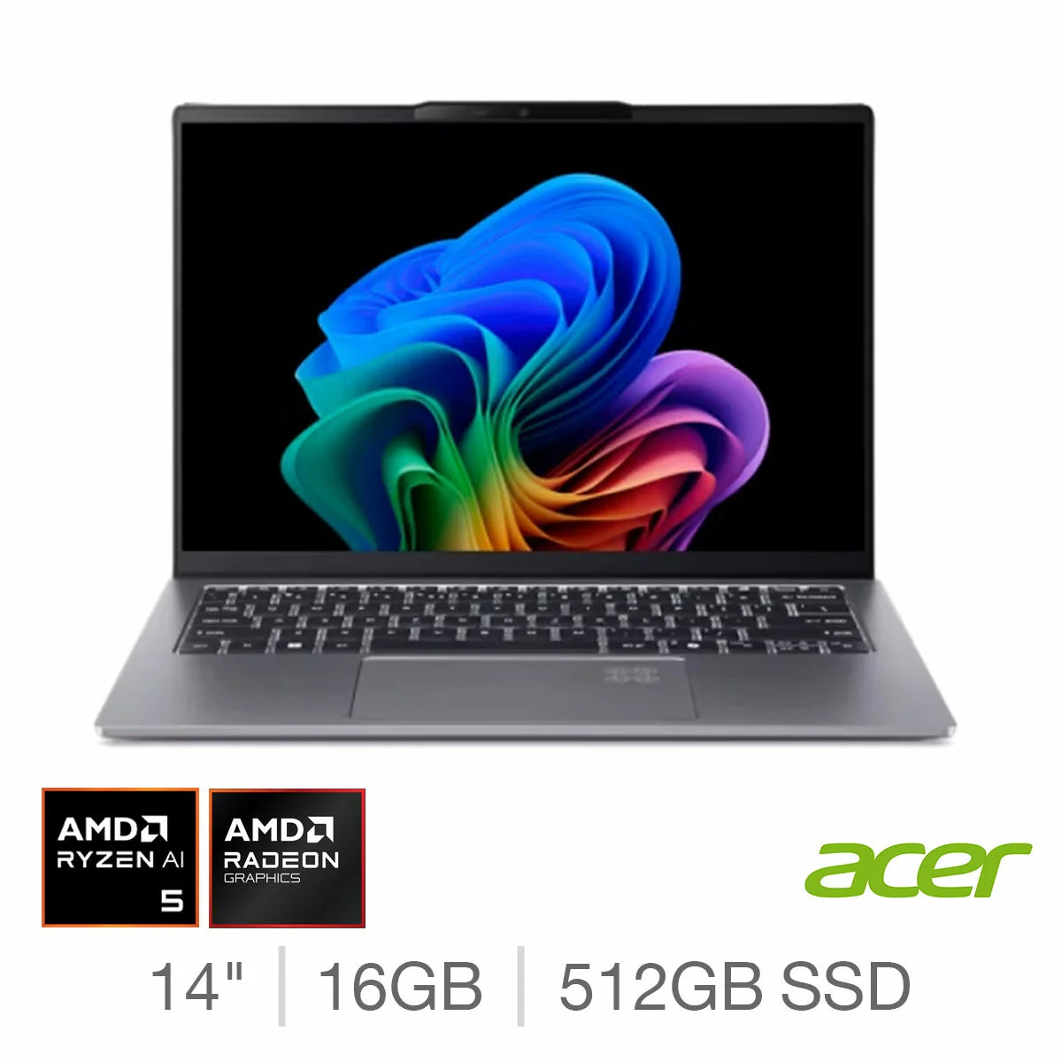 Acer Swift Go Copilot+PC, AMD Ryzen AI 5, 16GB RAM, 512GB SSD, 14 Inch OLED