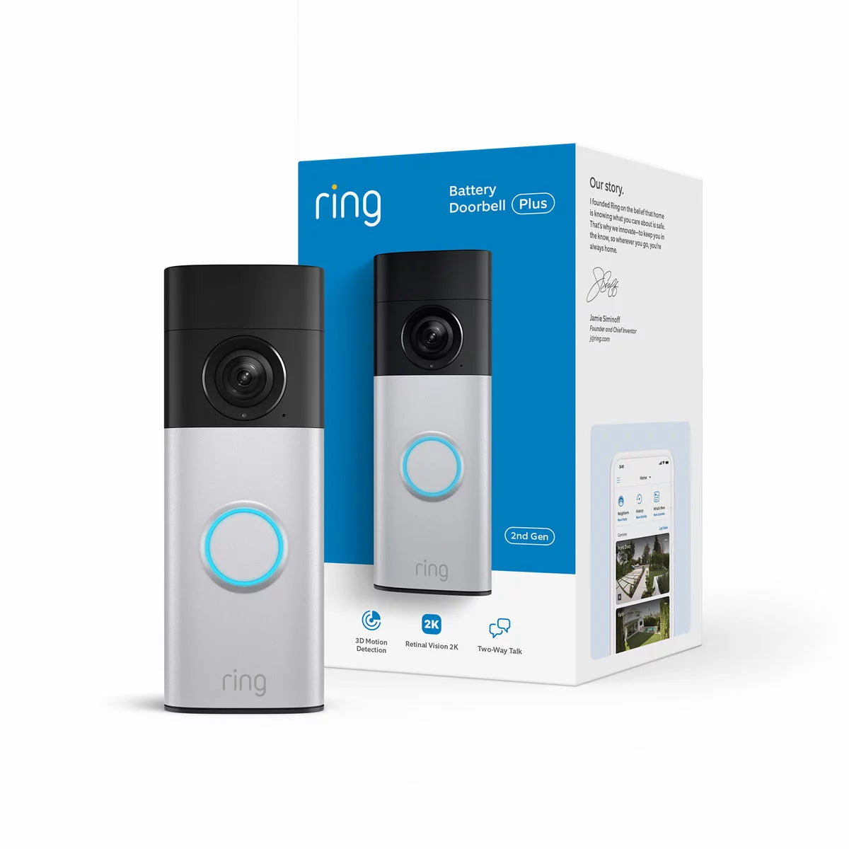 Ring Video Doorbell Plus (2nd Gen) with Chime (3rd Gen) and Additional Quick