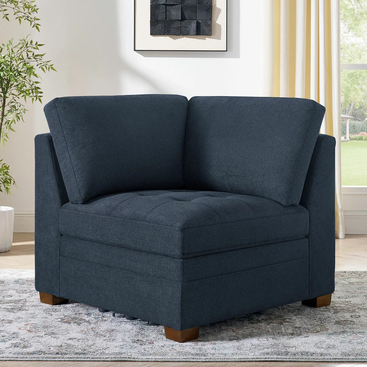 Thomasville Tisdale Blue Fabric Corner Chair