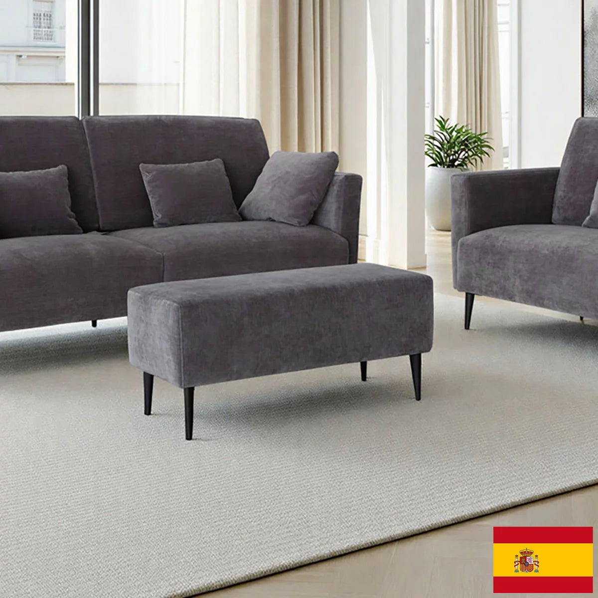MOONAP Monroe Dark Grey Fabric Footstool