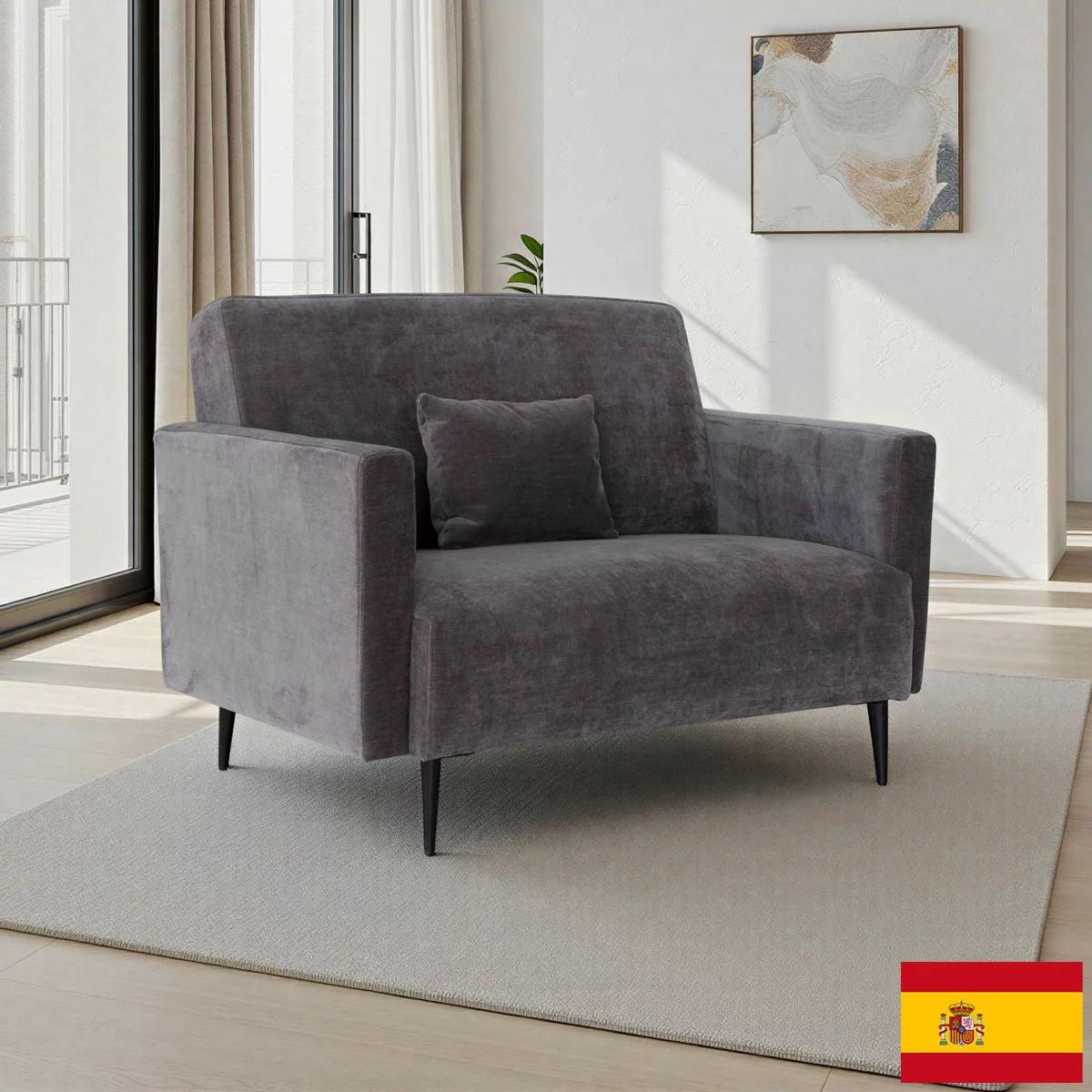 MOONAP Monroe Dark Grey Fabric Loveseat