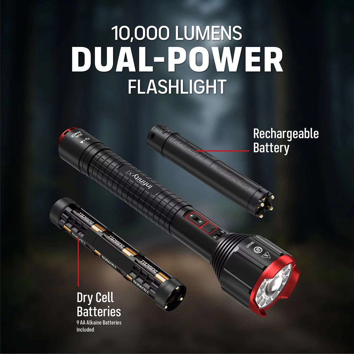Infinity X1 Flashlight 10, 000 Lumen Rechargeable Flashlight