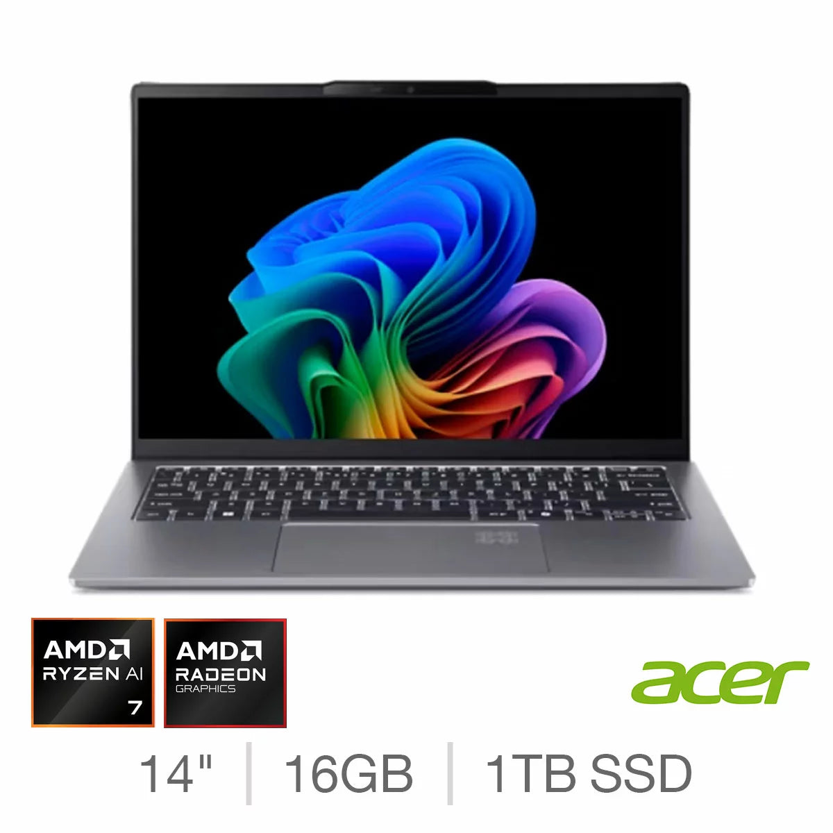 Acer Swift Go Copilot+PC, AMD Ryzen AI 7, 16GB RAM, 1TB SSD, 14 Inch OLED