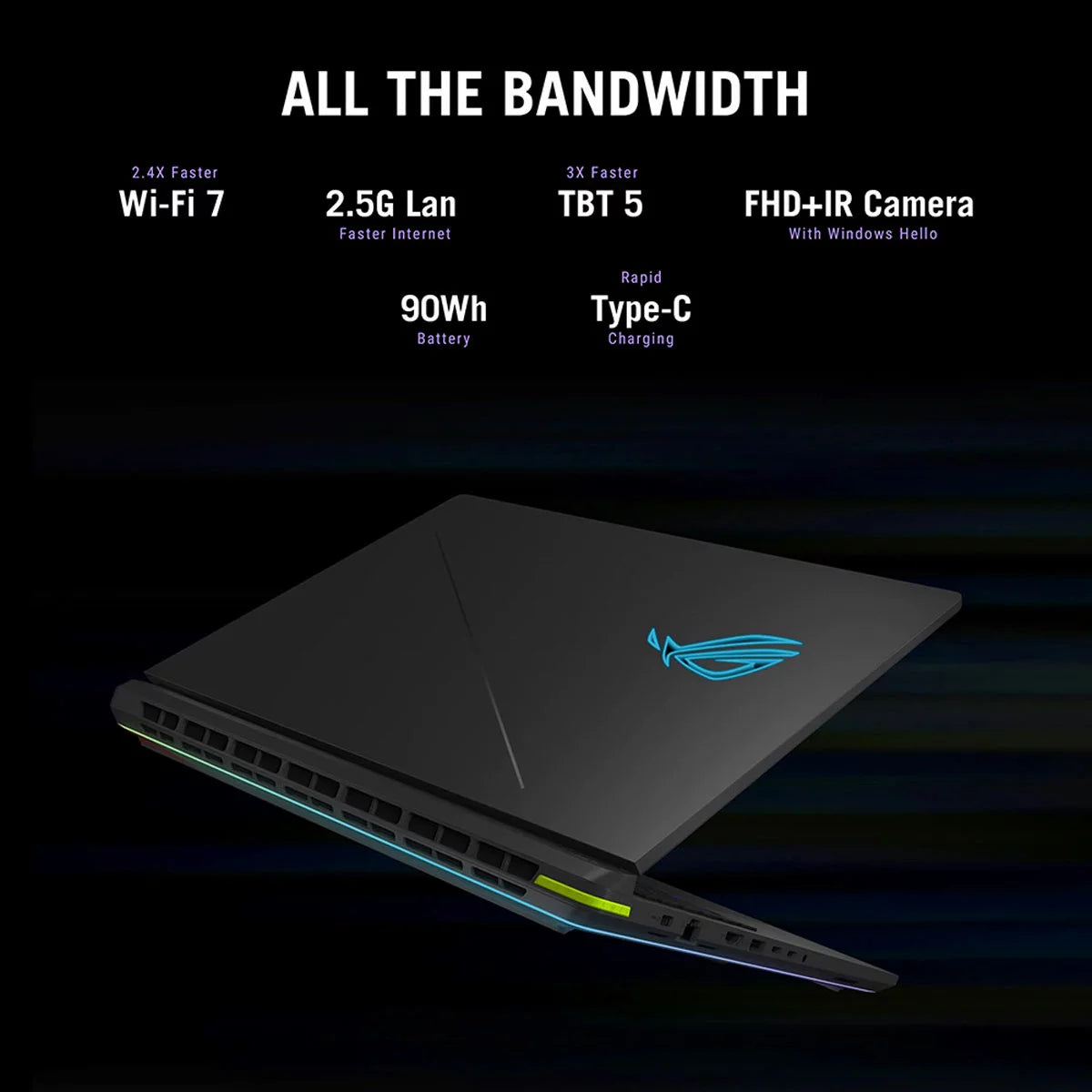 ASUS ROG Strix, Intel Ultra 9, 32GB RAM, 1TB SSD, NVIDIA GeForce RTX 5070 Ti, 18 Inch Gaming Laptop, G815LR-TT281W, view 6