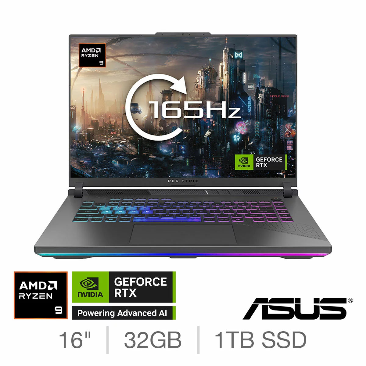 ASUS ROG Strix, AMD Ryzen 9, 32GB RAM, 1TB SSD, NVIDIA RTX5080 16Inch Gaming