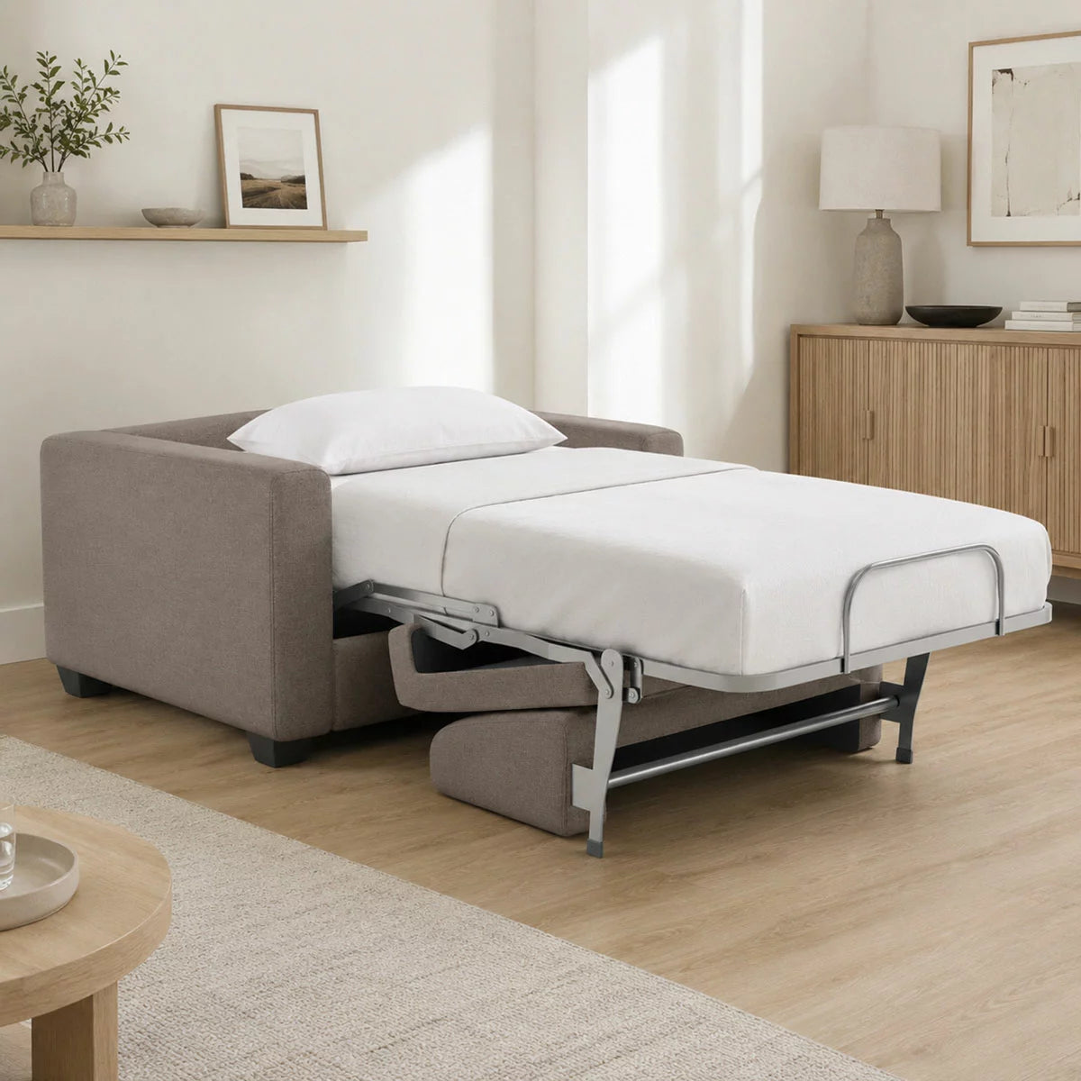 Lucas Brown Fabric Snuggler Sofa Bed