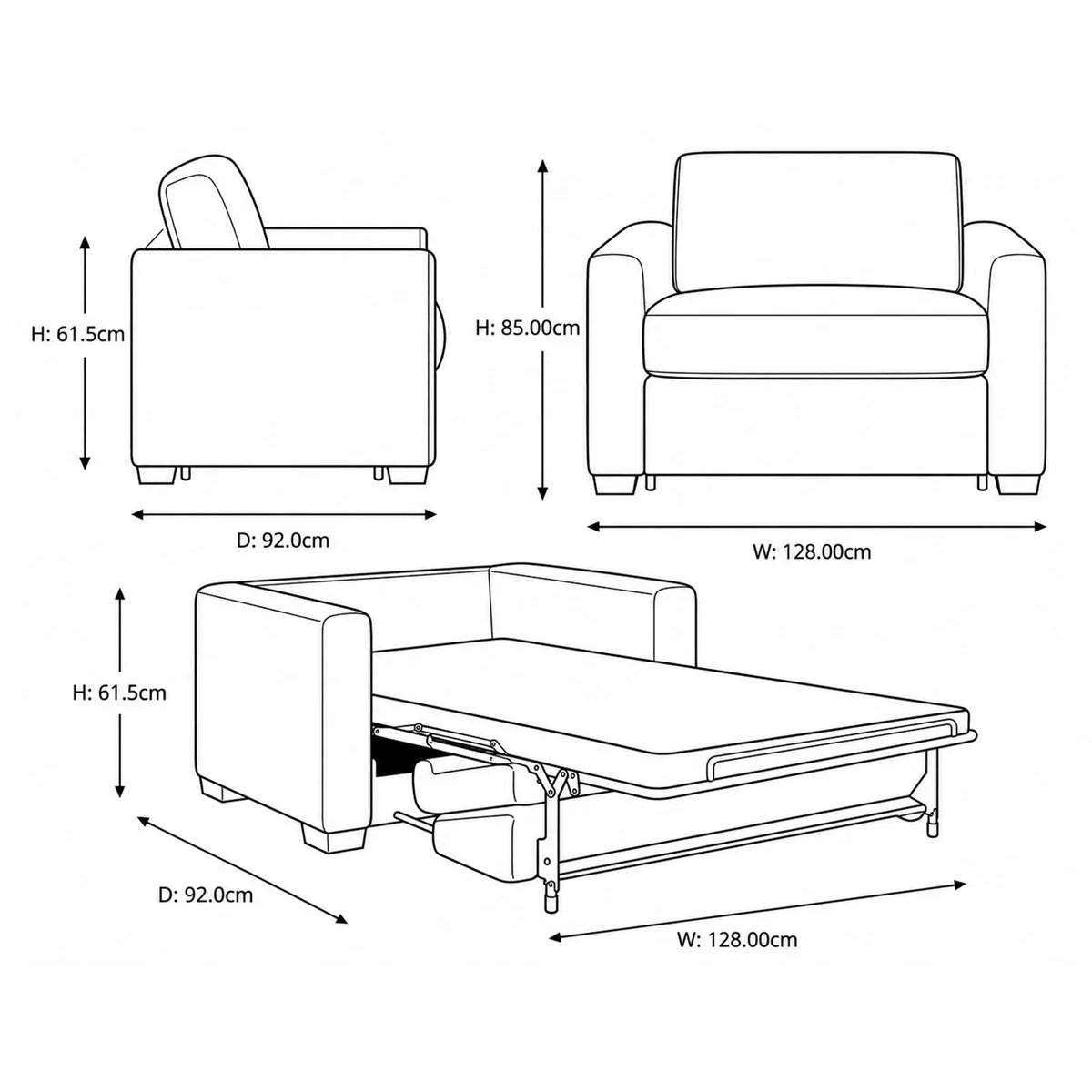 Lucas Natural Fabric Snuggler Sofa Bed