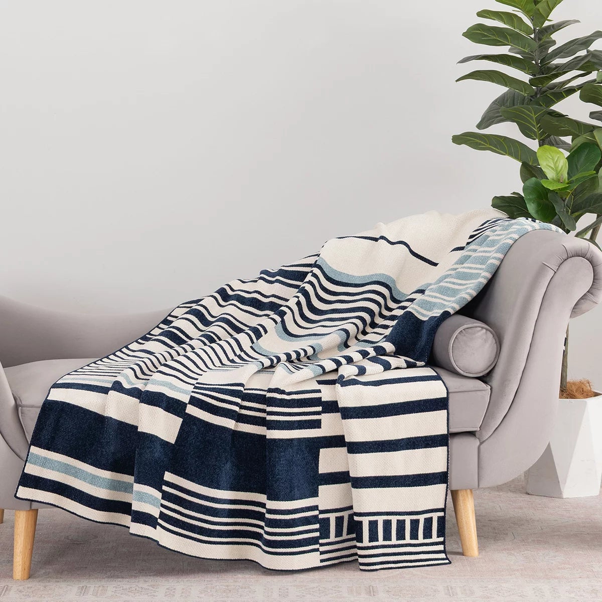 Berkshire Chenille Striped Throw, 152 x 178 cm