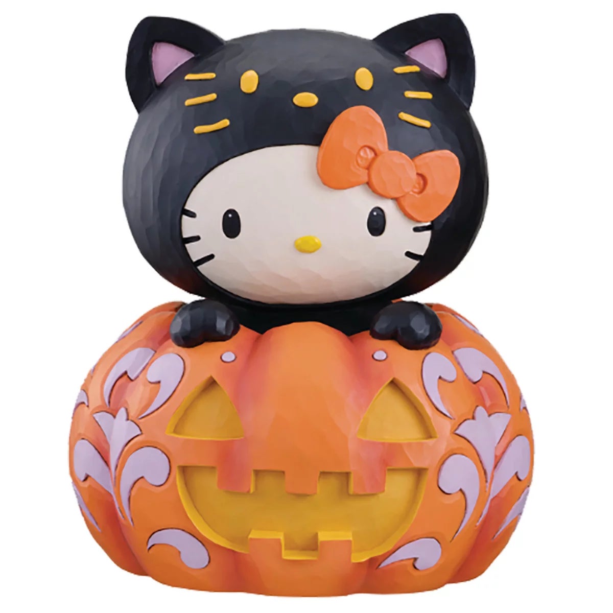 Sanrio Hello Kitty Glow-In-The-Dark Jack-O'-Lantern Statue By Jim Shore, view 2