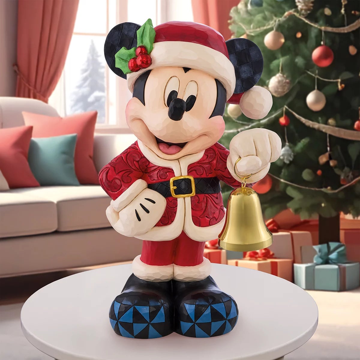 Disney 17 inch Mickey and Minnie With Bell Statue By JimShore, view 2