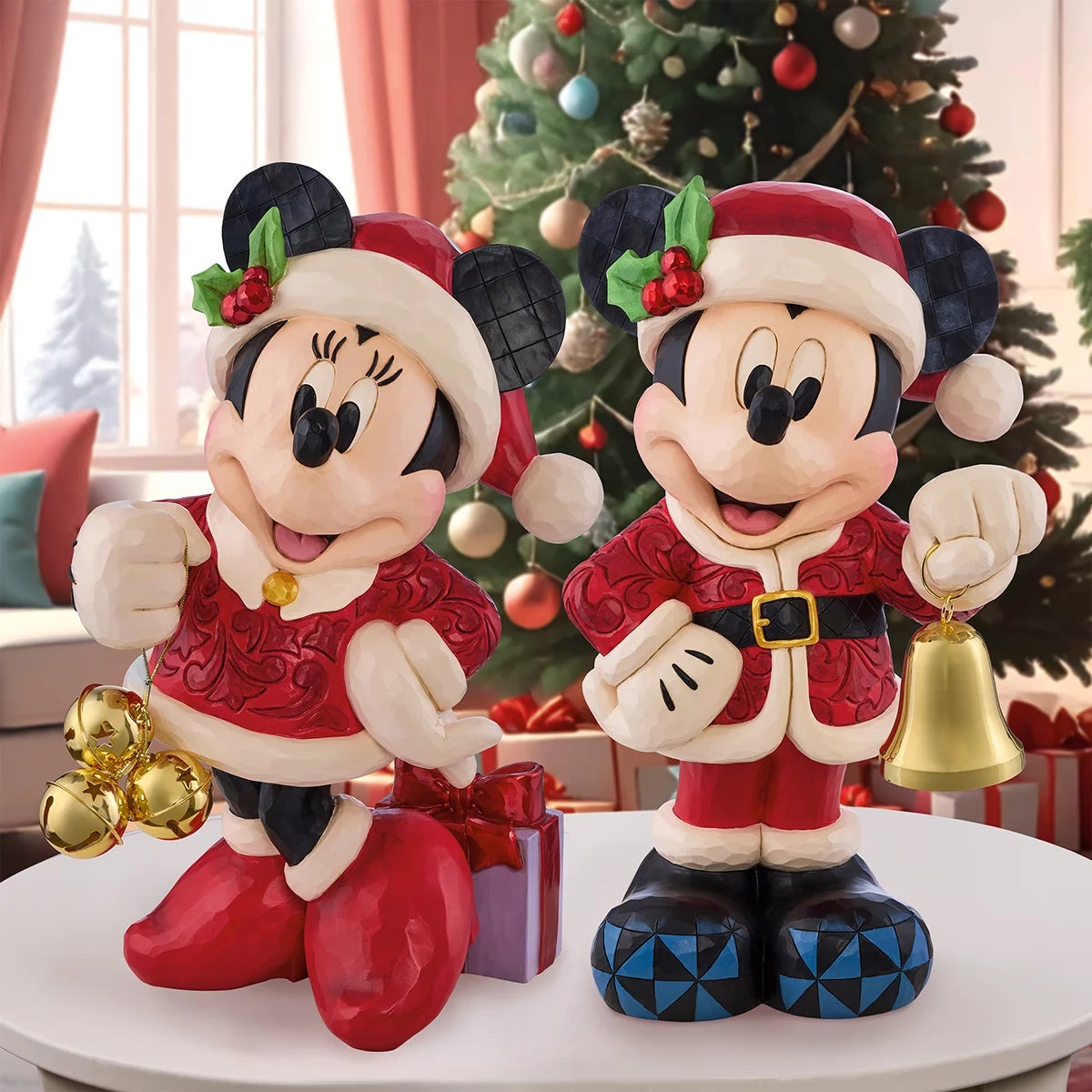 Disney 17 inch Mickey and Minnie With Bell Statue By JimShore