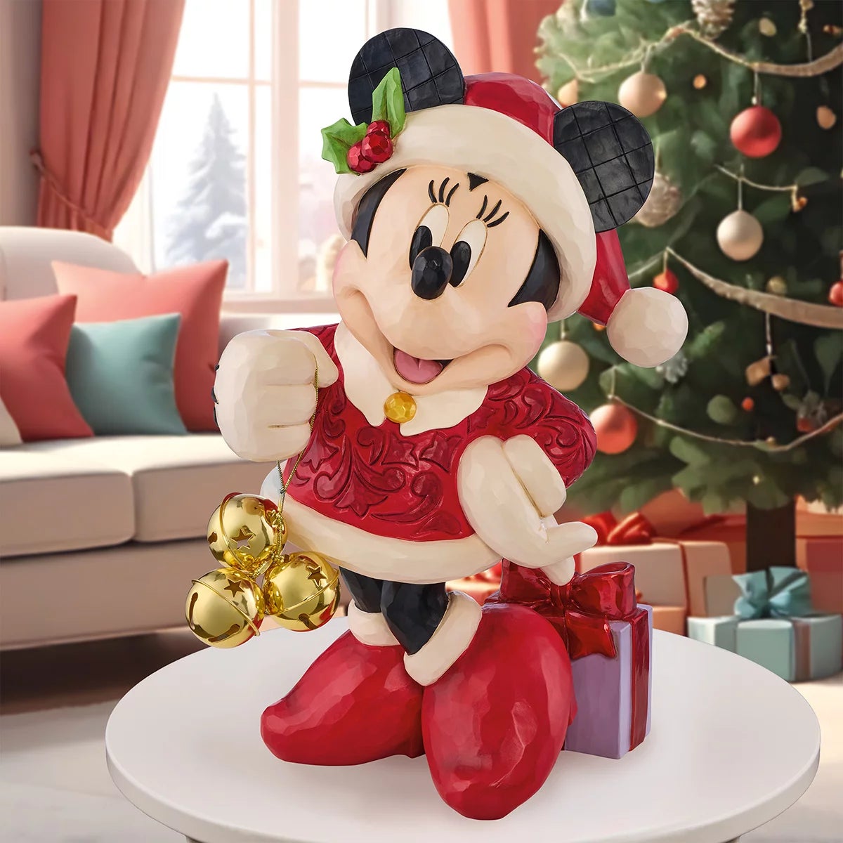 Disney 17 inch Mickey and Minnie With Bell Statue By JimShore, view 3