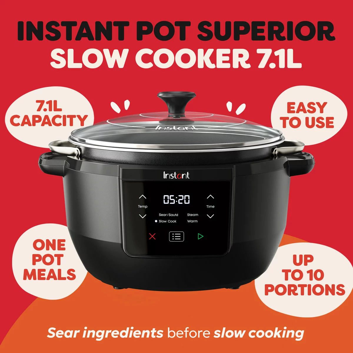 Instant Pot Superior 7.1L Slow Cooker in Black
