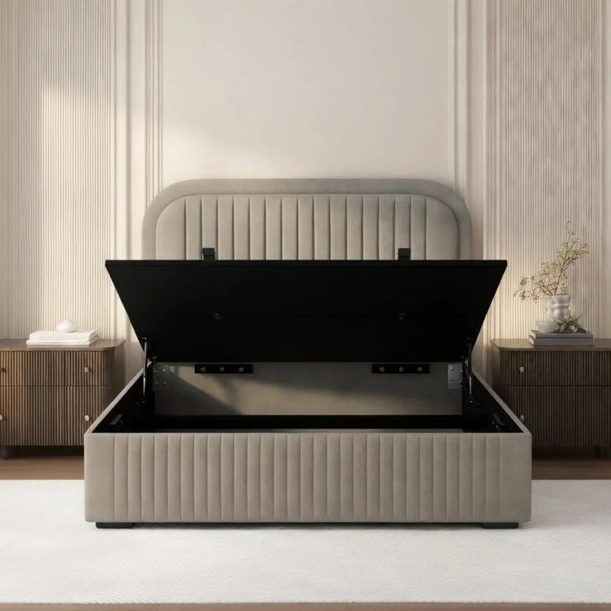 Highgrove Ashford Grey Fabric Full Ottoman Bed Frame in 3 Sizes, view 2