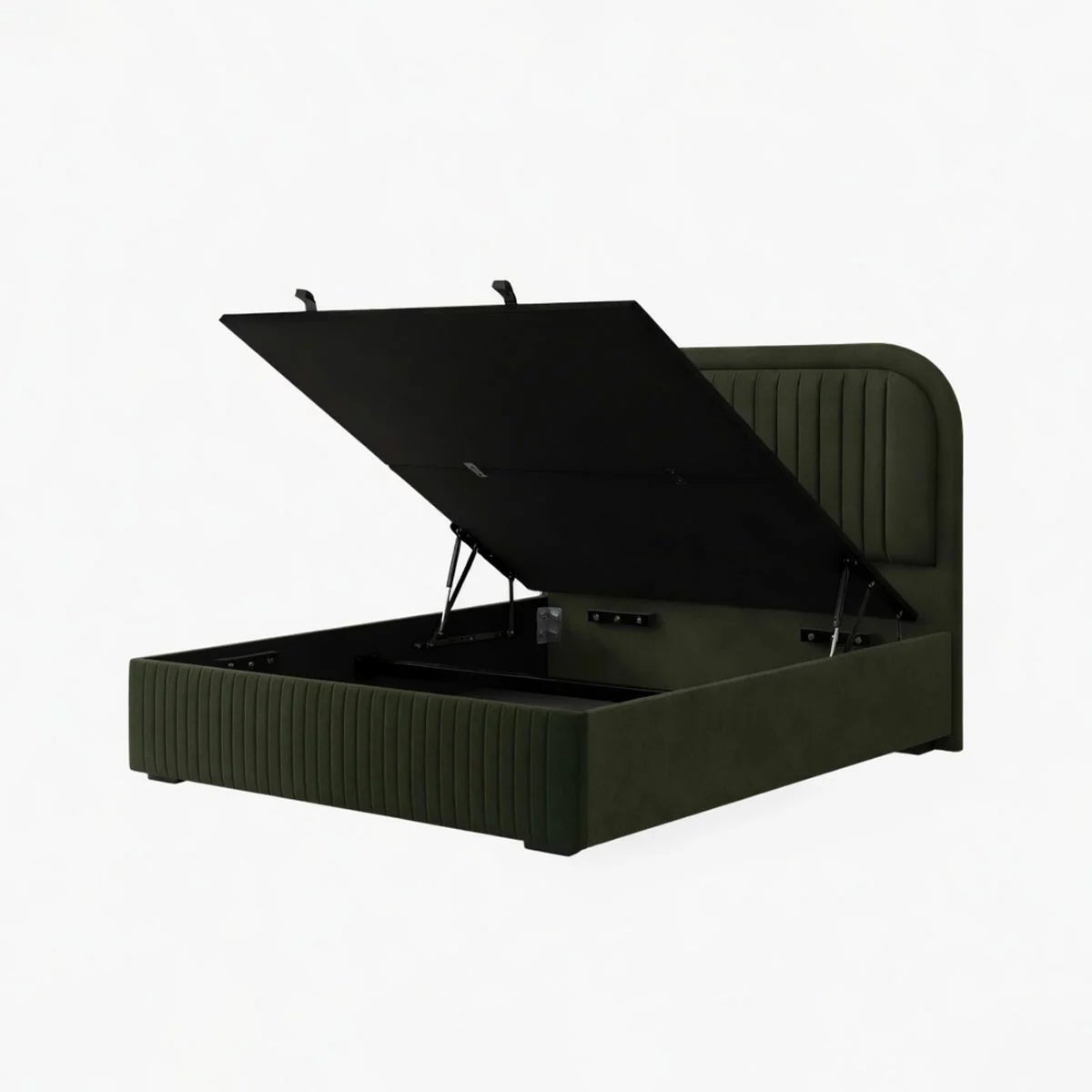 Highgrove Ashford Green Fabric Full Ottoman Bed Frame Green in 3 Sizes, view 4