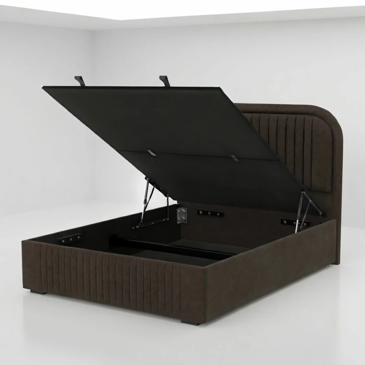 Highgrove Ashford Brown Fabric Full Ottoman Bed Frame in 3 Sizes, view 4