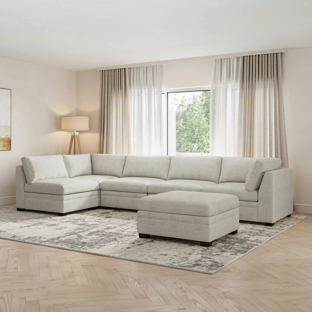 Thomasville Tisdale Taupe Fabric Armless Chair