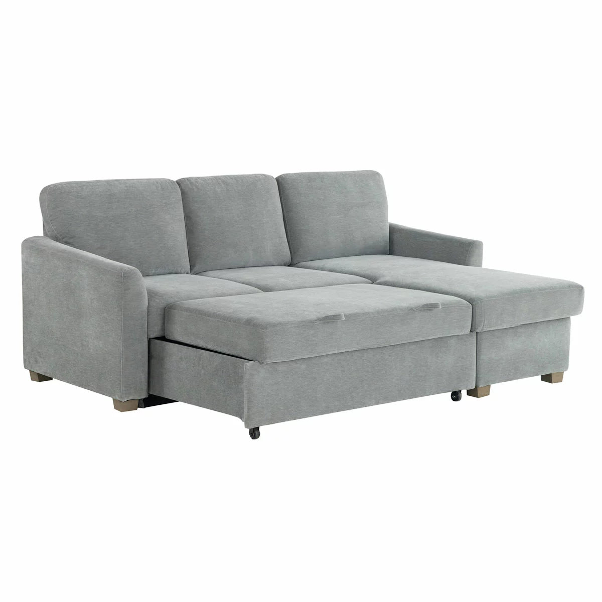 Coddle Cameron Fabric Sofa Bed with Reversible Chaise, Grey