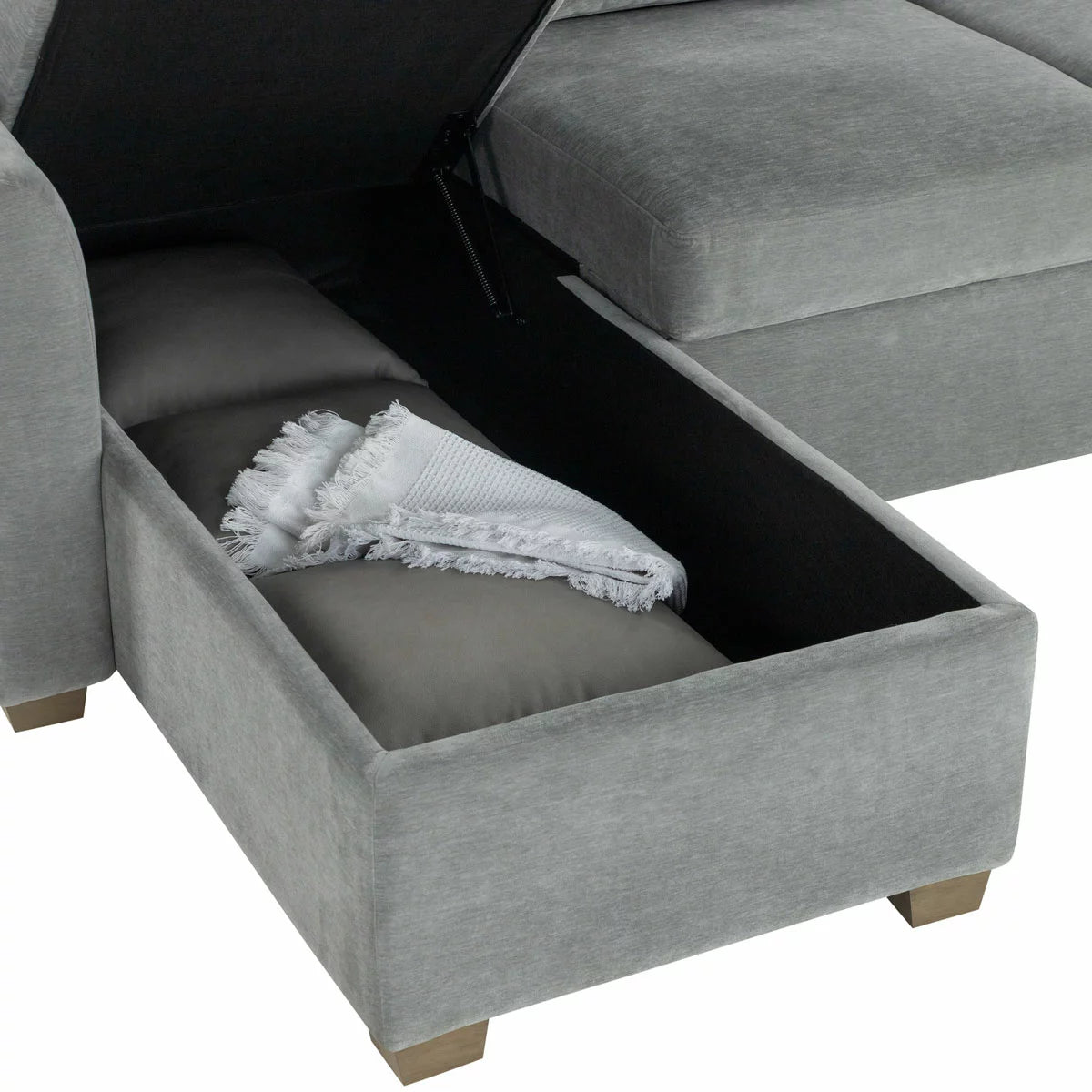 Coddle Cameron Fabric Sofa Bed with Reversible Chaise, Grey