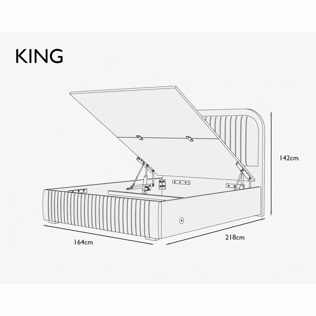 Highgrove Ashford Grey Fabric Full Ottoman Bed Frame in 3 Sizes, view 7