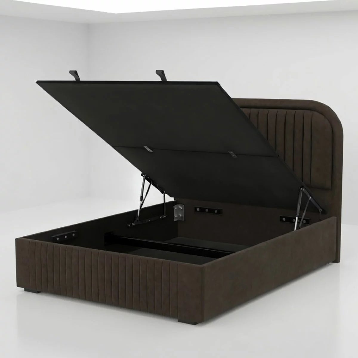 Highgrove Ashford Brown Fabric Full Ottoman Bed Frame in 3 Sizes, view 11