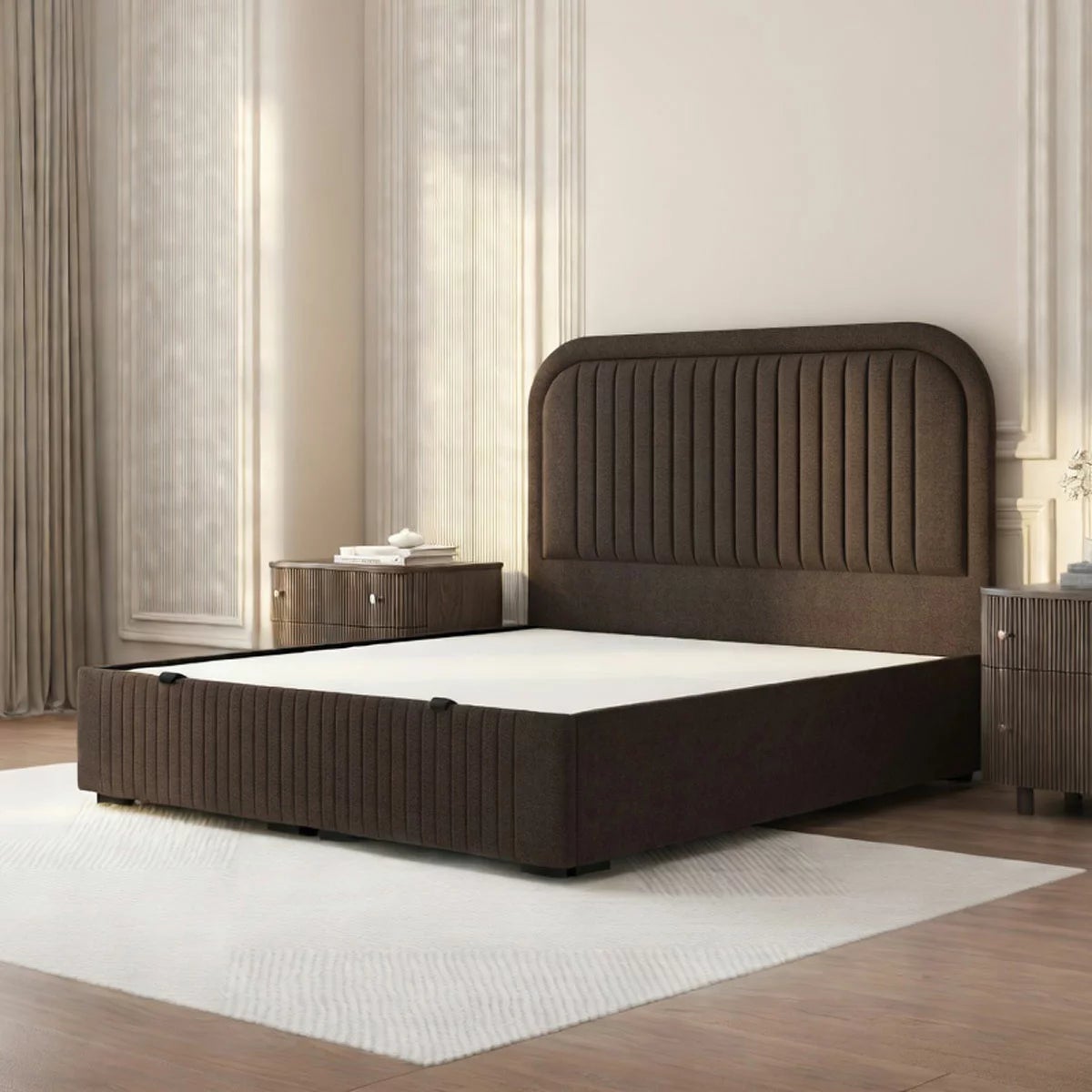 Highgrove Ashford Brown Fabric Full Ottoman Bed Frame in 3 Sizes, view 7