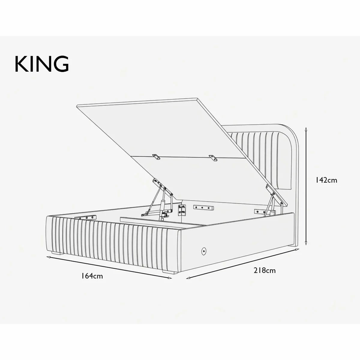 Highgrove Ashford Brown Fabric Full Ottoman Bed Frame in 3 Sizes, view 15