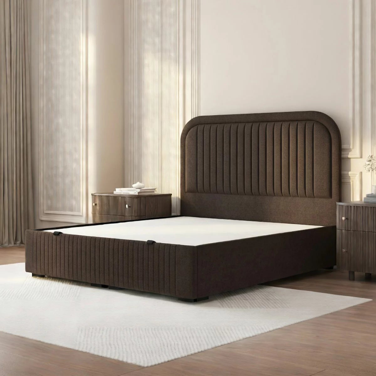 Highgrove Ashford Brown Fabric Full Ottoman Bed Frame in 3 Sizes, view 21