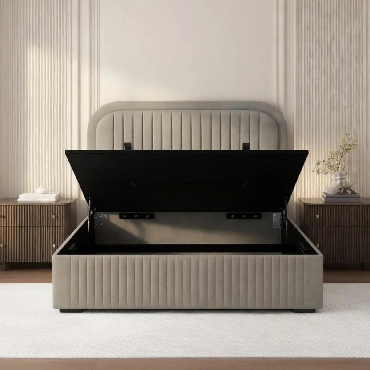 Highgrove Ashford Grey Fabric Full Ottoman Bed Frame in 3 Sizes, view 8